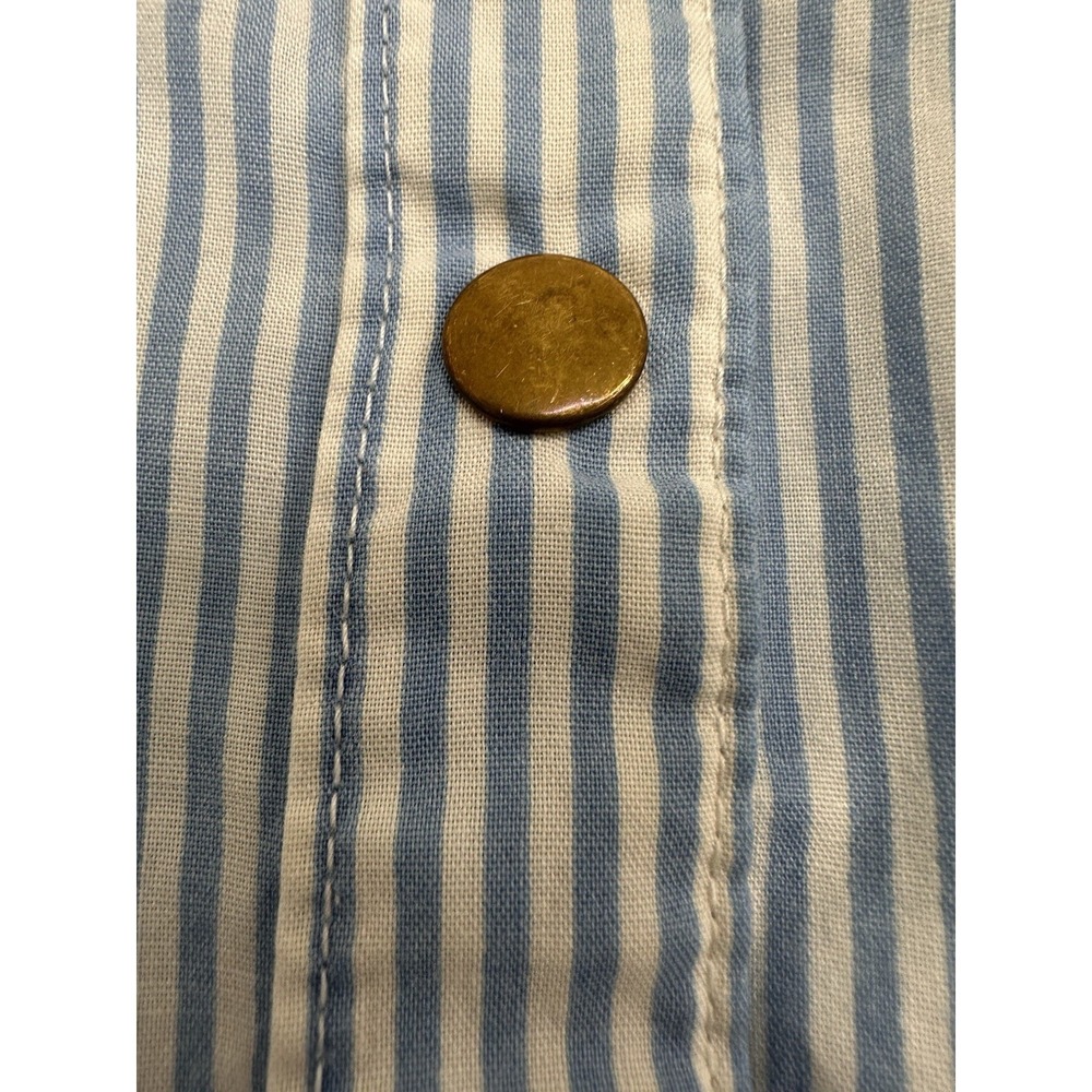 Kelly Reed Robe Women's Small Blue Stripe Cherry Collar Button Front - Picture 3 of 9